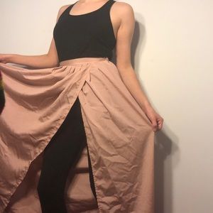Pink floor length slit skirt